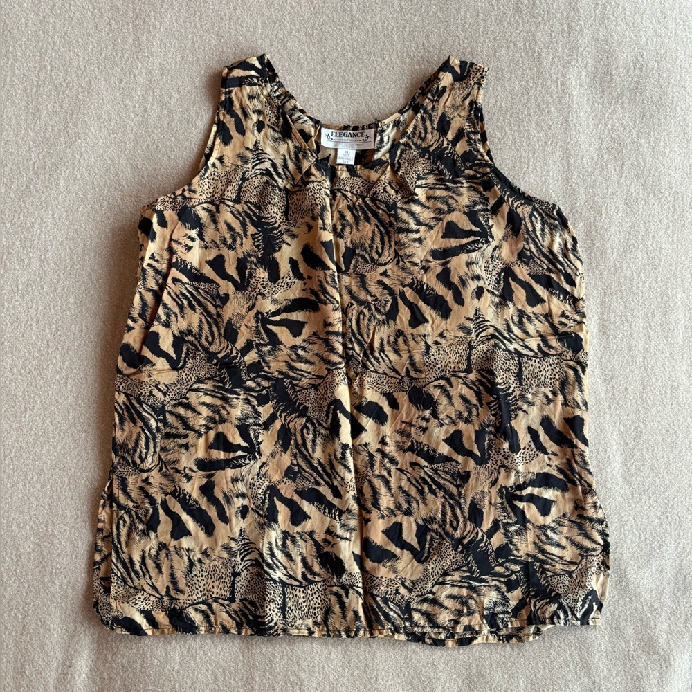 Vintage Leopard Print Silk Tank